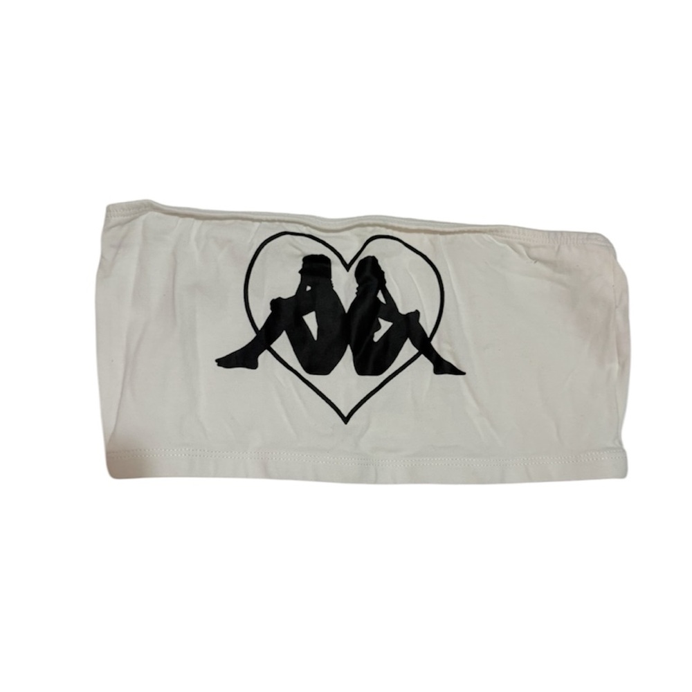 Kappa White Top with Red Logo Accents